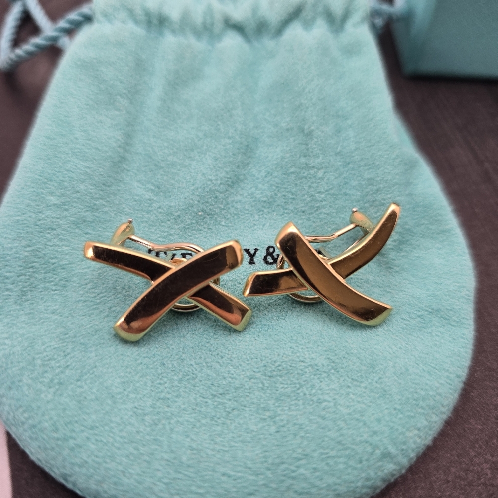 Tiffany & Co. Paloma Picasso Graffiti Extra Large X Earrings 18K Yellow Gold - Picture 8 of 9